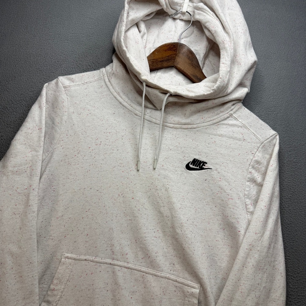 Nike Sportswear Hoodie Mens L Oatmeal Multicolor Cotton Blend Speckled Pullover